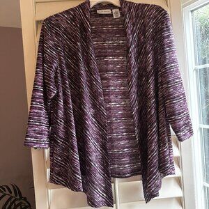 Alfred Dunner Purple Sweater High-low Waterfall Women's Petite M